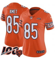 Women's Nike Chicago Bears #85 Cole Kmet Orange Stitched NFL Limited Rush 100th Season Jersey