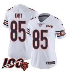 Women's Nike Chicago Bears #85 Cole Kmet White Stitched NFL 100th Season Vapor Untouchable Limited Jersey