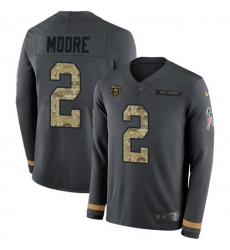 Men's Nike Chicago Bears #2 D.J. Moore Anthracite Salute to Service Stitched NFL Limited Therma Long Sleeve Jersey
