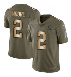 Men's Nike Chicago Bears #2 D.J. Moore Olive-Gold Stitched NFL Limited 2017 Salute To Service Jersey