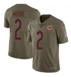 Men's Nike Chicago Bears #2 D.J. Moore Olive Stitched NFL Limited 2017 Salute To Service Jersey