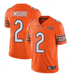 Men's Nike Chicago Bears #2 D.J. Moore Orange Stitched NFL Limited Rush 100th Season Jersey