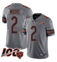Men's Nike Chicago Bears #2 D.J. Moore Silver Stitched NFL Limited Inverted Legend 100th Season Jersey