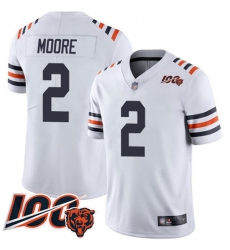 Men's Nike Chicago Bears #2 D.J. Moore White Stitched NFL 100th Season Vapor Limited Jersey