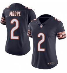 Women's Nike Chicago Bears #2 D.J. Moore Navy Blue Team Color Stitched NFL Vapor Untouchable Limited Jersey