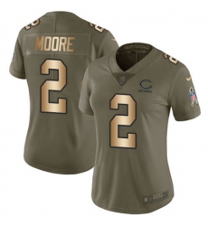 Women's Nike Chicago Bears #2 D.J. Moore Olive-Gold Stitched NFL Limited 2017 Salute To Service Jersey