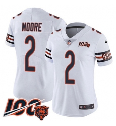 Women's Nike Chicago Bears #2 D.J. Moore White Alternate Stitched NFL Vapor Untouchable Limited 100th Season Jersey