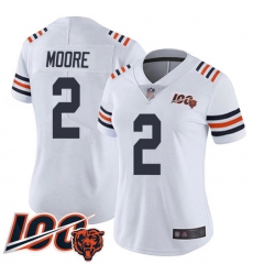 Women's Nike Chicago Bears #2 D.J. Moore White Stitched NFL 100th Season Vapor Limited Jersey