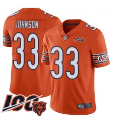 Youth Nike Chicago Bears #33 Jaylon Johnson Orange Stitched NFL Limited Rush 100th Season Jersey