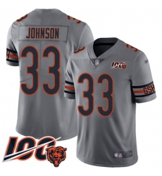 Youth Nike Chicago Bears #33 Jaylon Johnson Silver Stitched NFL Limited Inverted Legend 100th Season Jersey
