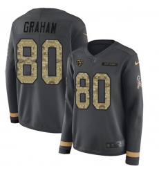 Women's Nike Chicago Bears #80 Jimmy Graham Anthracite Salute to Service Stitched NFL Limited Therma Long Sleeve Jersey