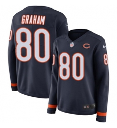 Women's Nike Chicago Bears #80 Jimmy Graham Navy Blue Team Color Stitched NFL Limited Therma Long Sleeve Jersey