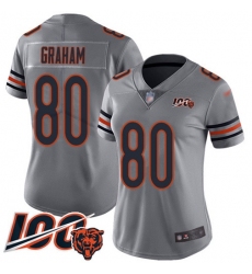 Women's Nike Chicago Bears #80 Jimmy Graham Silver Stitched NFL Limited Inverted Legend 100th Season Jersey