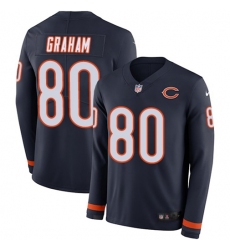 Youth Nike Chicago Bears #80 Jimmy Graham Navy Blue Team Color Stitched NFL Limited Therma Long Sleeve Jersey