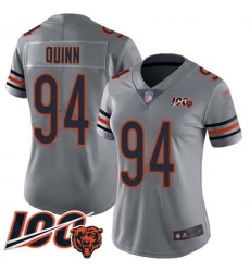 Women's Nike Chicago Bears #94 Robert Quinn Silver Stitched NFL Limited Inverted Legend 100th Season Jersey