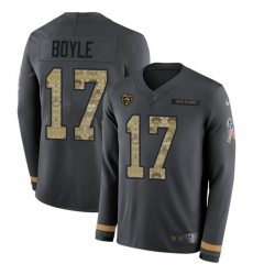 Men's Nike Chicago Bears #17 Tim Boyle Anthracite Salute to Service Stitched NFL Limited Therma Long Sleeve Jersey