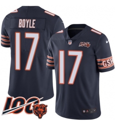 Men's Nike Chicago Bears #17 Tim Boyle Navy Blue Team Color Stitched NFL 100th Season Vapor Limited Jersey