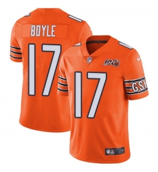 Men's Nike Chicago Bears #17 Tim Boyle Orange Stitched NFL Limited Rush 100th Season Jersey
