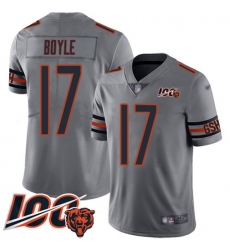 Men's Nike Chicago Bears #17 Tim Boyle Silver Stitched NFL Limited Inverted Legend 100th Season Jersey
