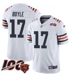 Men's Nike Chicago Bears #17 Tim Boyle White Alternate Stitched NFL Vapor Untouchable Limited 100th Season Jersey