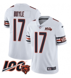 Men's Nike Chicago Bears #17 Tim Boyle White Stitched NFL 100th Season Vapor Limited Jersey