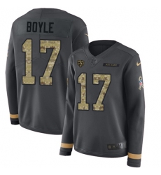 Women's Nike Chicago Bears #17 Tim Boyle Anthracite Salute to Service Stitched NFL Limited Therma Long Sleeve Jersey