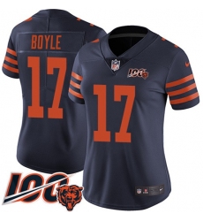 Women's Nike Chicago Bears #17 Tim Boyle Navy Blue Alternate Stitched NFL 100th Season Vapor Limited Jersey