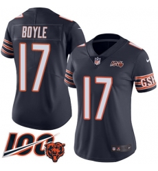 Women's Nike Chicago Bears #17 Tim Boyle Navy Blue Team Color Stitched NFL 100th Season Vapor Limited Jersey