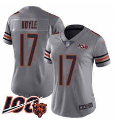 Women's Nike Chicago Bears #17 Tim Boyle Silver Stitched NFL Limited Inverted Legend 100th Season Jersey