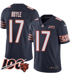 Youth Nike Chicago Bears #17 Tim Boyle Navy Blue Team Color Stitched NFL 100th Season Vapor Limited Jersey