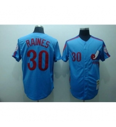 Mitchell and Ness Expos #30 Tim Raines Stitched Blue Throwback Baseball Jersey