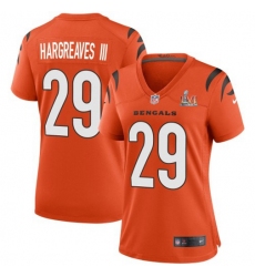 Women's Cincinnati Bengals #29 Vernon Hargreaves III Orange Super Bowl LVI Patch Nike Game Jersey