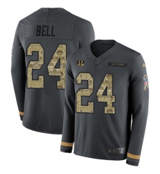 Men's Nike Cincinnati Bengals #24 Vonn Bell Anthracite Salute to Service Stitched NFL Limited Therma Long Sleeve Jersey