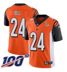 Men's Nike Cincinnati Bengals #24 Vonn Bell Orange Super Bowl LVI Patch Alternate Stitched NFL 100th Season Vapor Limited Jersey