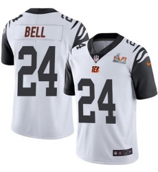 Men's Nike Cincinnati Bengals #24 Vonn Bell White Super Bowl LVI Patch Stitched NFL Limited Rush Jersey
