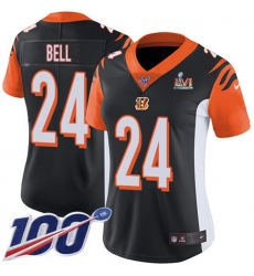 Women's Nike Cincinnati Bengals #24 Vonn Bell Black Team Color Super Bowl LVI Patch Stitched NFL 100th Season Vapor Untouchable Limited Jersey