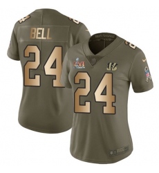 Women's Nike Cincinnati Bengals #24 Vonn Bell Olive-Gold Super Bowl LVI Patch Stitched NFL Limited 2017 Salute To Service Jersey