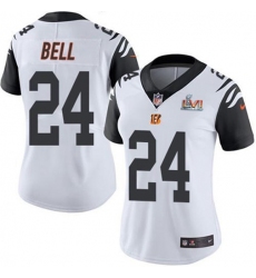 Women's Nike Cincinnati Bengals #24 Vonn Bell White Super Bowl LVI Patch Stitched NFL Limited Rush Jersey