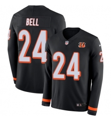 Youth Nike Cincinnati Bengals #24 Vonn Bell Black Team Color Stitched NFL Limited Therma Long Sleeve Jersey