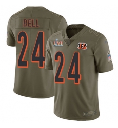 Youth Nike Cincinnati Bengals #24 Vonn Bell Olive Super Bowl LVI Patch Stitched NFL Limited 2017 Salute To Service Jersey