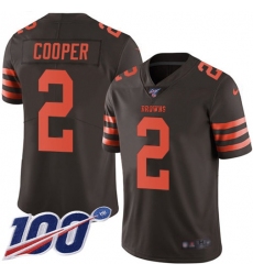 Men's Nike Cleveland Browns #2 Amari Cooper Brown Stitched NFL Limited Rush 100th Season Jersey