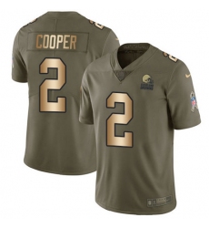 Men's Nike Cleveland Browns #2 Amari Cooper Olive-Gold Stitched NFL Limited 2017 Salute To Service Jersey