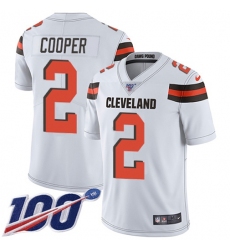 Men's Nike Cleveland Browns #2 Amari Cooper White Stitched NFL 100th Season Vapor Limited Jersey