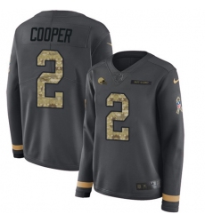 Women's Nike Cleveland Browns #2 Amari Cooper Anthracite Salute to Service Stitched NFL Limited Therma Long Sleeve Jersey