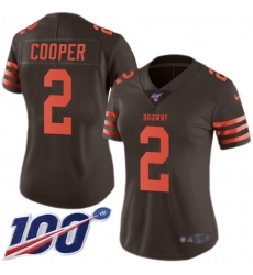 Women's Nike Cleveland Browns #2 Amari Cooper Brown Stitched NFL Limited Rush 100th Season Jersey