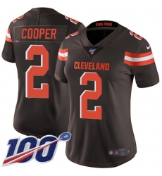 Women's Nike Cleveland Browns #2 Amari Cooper Brown Team Color Stitched NFL 100th Season Vapor Untouchable Limited Jersey