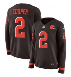 Women's Nike Cleveland Browns #2 Amari Cooper Brown Team Color Stitched NFL Limited Therma Long Sleeve Jersey