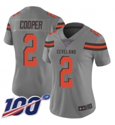 Women's Nike Cleveland Browns #2 Amari Cooper Gray Stitched NFL Limited Inverted Legend 100th Season Jersey