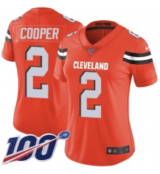 Women's Nike Cleveland Browns #2 Amari Cooper Orange Alternate Stitched NFL 100th Season Vapor Untouchable Limited Jersey