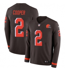 Youth Nike Cleveland Browns #2 Amari Cooper Brown Team Color Stitched NFL Limited Therma Long Sleeve Jersey
